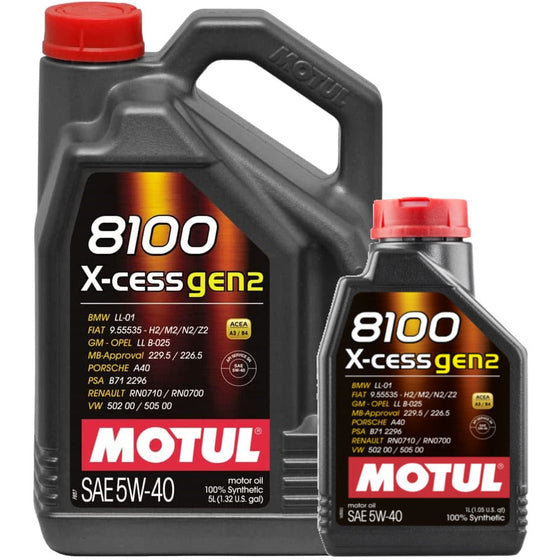 MOTUL 8100 X-CESS GEN2 5W40 A3 / B4 Fully Synthetic Engine Oil 109776