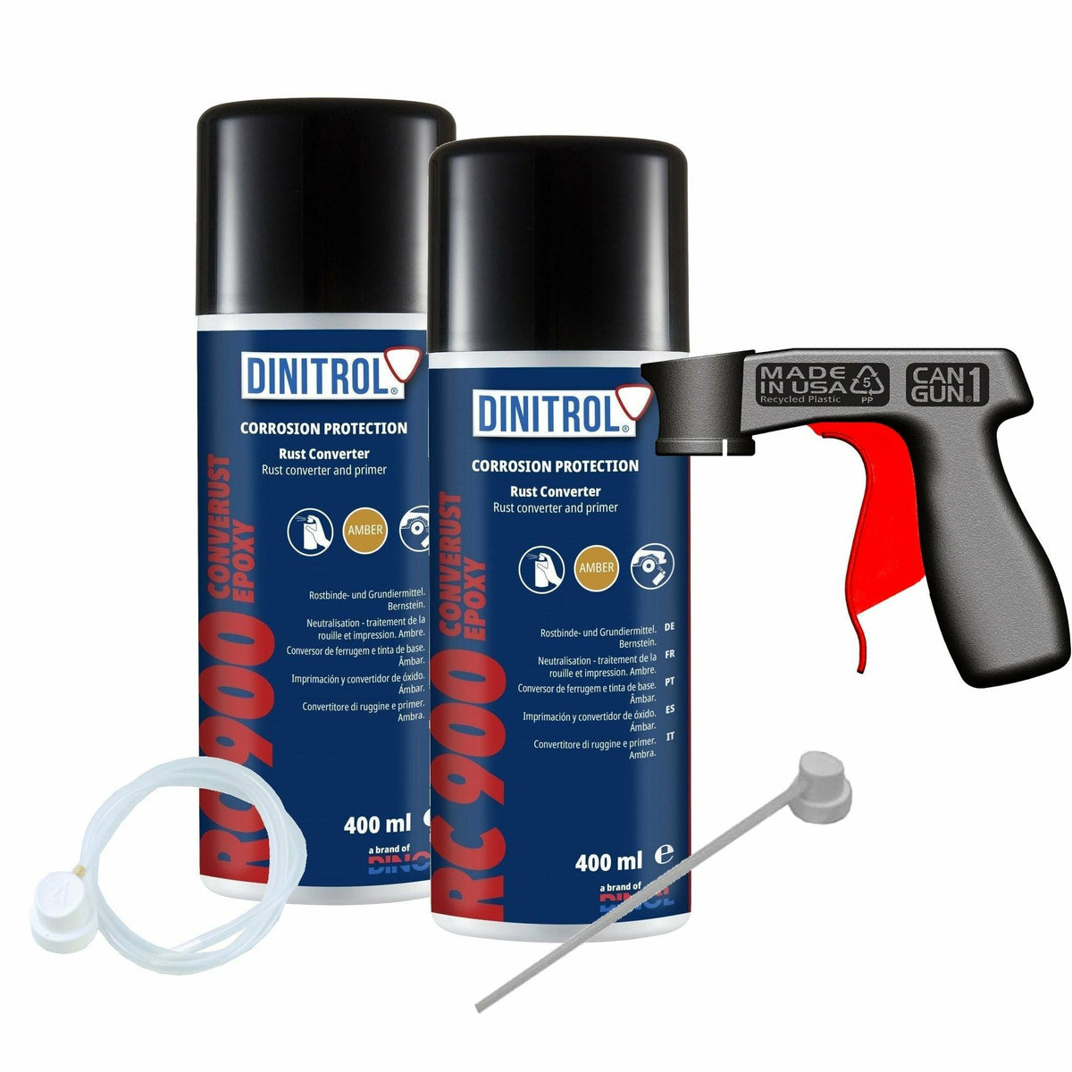 2 x DINITROL RC900 RUST CONVERTER PRIMER 400ml CAN + EXTENSION NOZZLE + CANGUN 1100801 - World of Lubricant