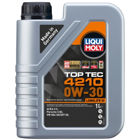 Liqui Moly Top Tec 4210 0W30 Engine Oil ACEA C3 VW 504 00 507 00 C30 21605