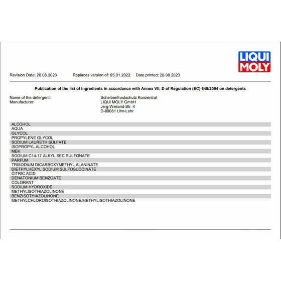 Liqui Moly Frost Guard Concentrated -52 °C Winter Screen Wash Deicer 21757
