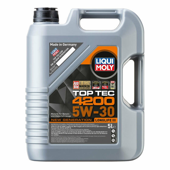 Liqui Moly Top Tec 4200 5W30 ACEA C3 BMW-LL VW PORSCHE MB ENGINE OIL 8973