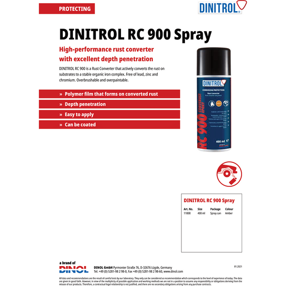 DINITROL Kit completo de bajos RC900 MX Cavity Wax 4941 Recubrimiento de bajos COCHE PEQUEÑO DIN54 