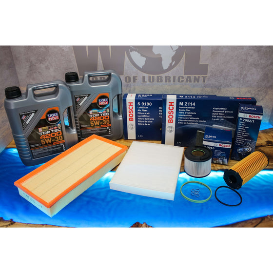 VW TOUAREG 3.0TDI V6 BOSCH FILTERS LIQUI MOLY ENGINE OIL VW01