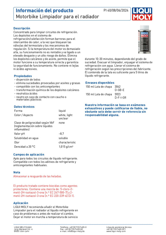 Liqui Moly Motorbike Radiator Cleaner 150ML Coolant System Repair 3042