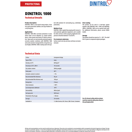 DINITROL 1000 CLEAR CAVITY WAX 500ml 4x Aerosol + EXTENSION NOZZLE + CANGUN SIMILAR 3125 1107601 - World of Lubricant