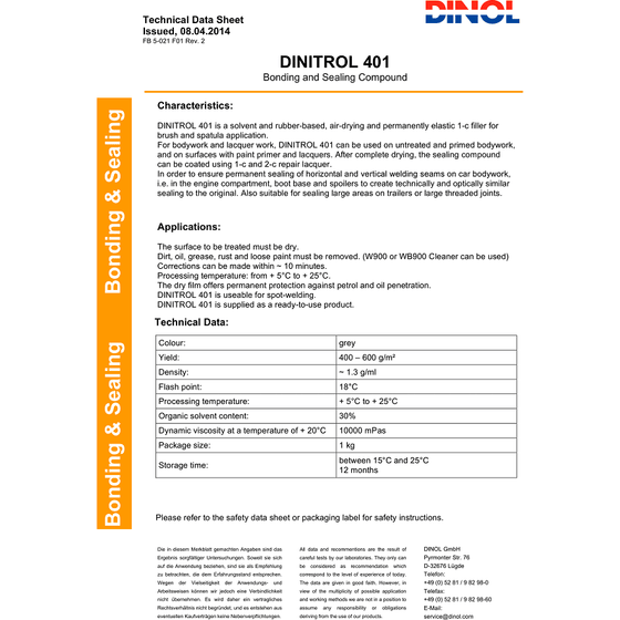 Dinitrol 401 Brushable Seam Sealer Body Sealer Rust Proofing Bodywork 1kg 1207801 - World of Lubricant