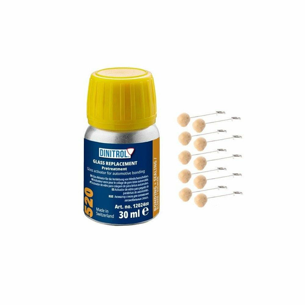 DINITROL 520 WINDSCREEN FITTING ADHESIVE GLUE 30ML CLEANER ACTIVATOR + 10 BUDS 1202400 - World of Lubricant