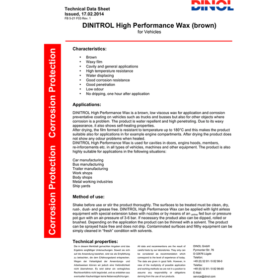 Dinitrol High Performance Underbody Wax Clear 500ml Aerosol Rust Proofing 1152601 - World of Lubricant