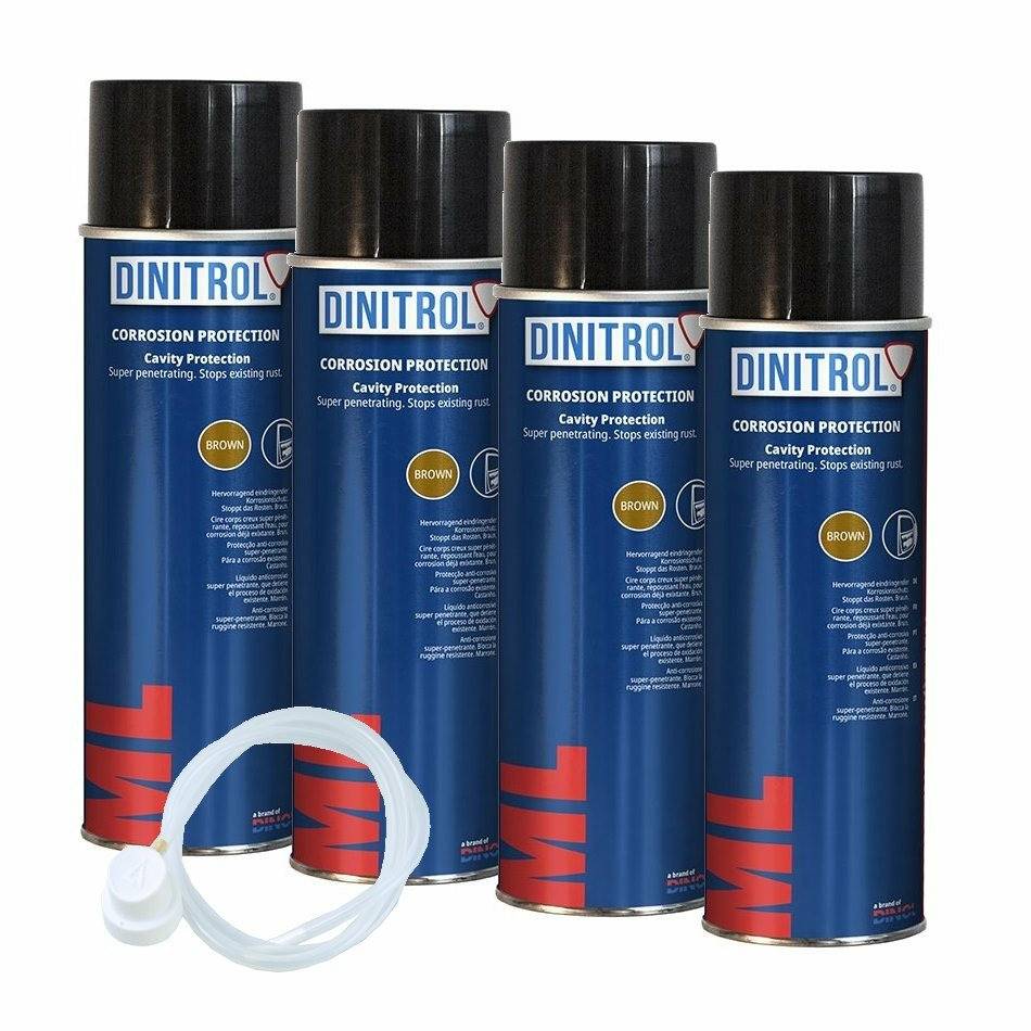 DINITROL ML RUST PROOFING CAVITY WAX PENETRATOR 500ml 4x AEROSOL + EXTENSION 1107101 - World of Lubricant