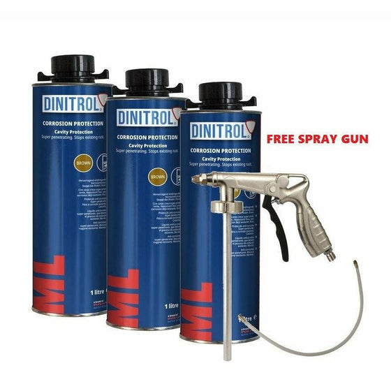 DINITROL ML3125 RUST PROOFING CAVITY WAX 1LITRE 3x + SPRAY GUN BOX SECTION DOOR 1107001 - World of Lubricant