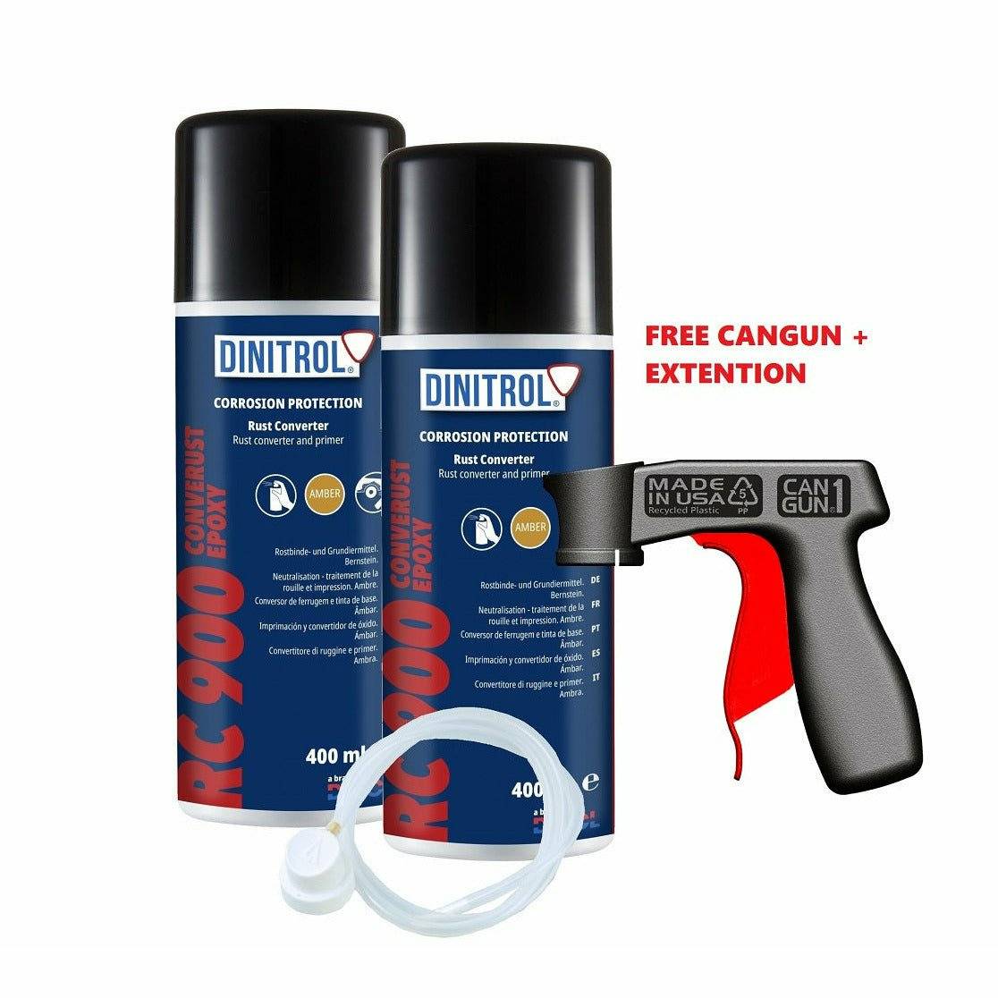 DINITROL RC900 RUST CONVERTER PRIMER 400ml 2x CAN + EXTENSION NOZZLE + CANGUN 1100801 - World of Lubricant