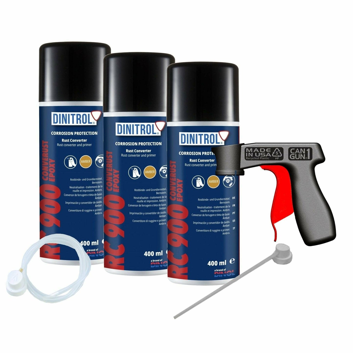 DINITROL RC900 RUST CONVERTER PRIMER 400ml 3x CAN + EXTENSION NOZZLE + CANGUN 1100801 - World of Lubricant