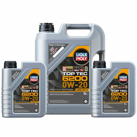 Liqui Moly 0W-20 Top Tec 6200 Porsche C20 VW 508 00/509 00 Engine Oil ACEA C5 20789 - World of Lubricant