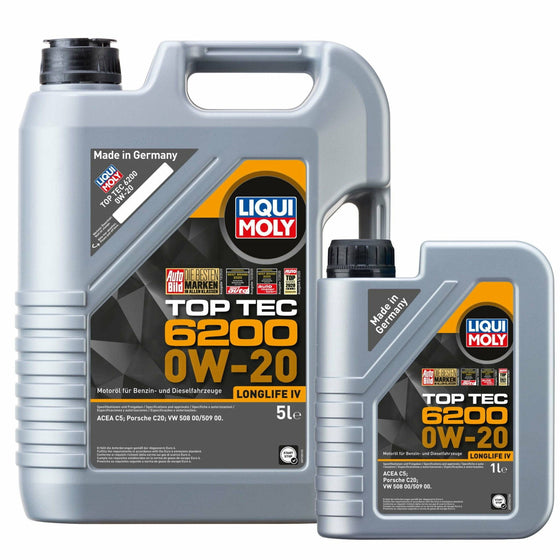 Liqui Moly 0W-20 Top Tec 6200 Porsche C20 VW 508 00/509 00 Engine Oil ACEA C5 20789 - World of Lubricant