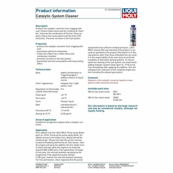 Liqui Moly Catalytic-System Cleaner 300ml Made in Germany 8931 - World of Lubricant