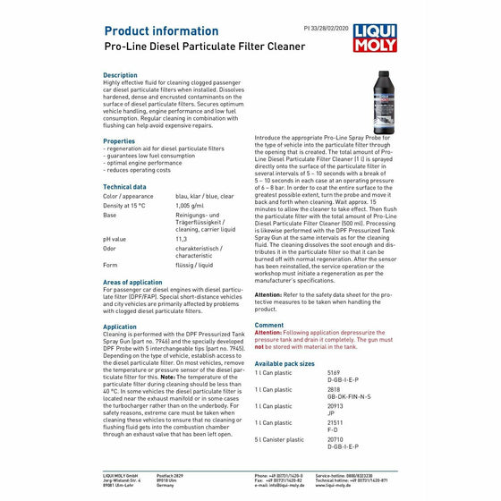 Liqui Moly DPF Purge 500ml + DPF Cleaner Pro-Line 1L Service Kit 5171 + 5169 - World of Lubricant