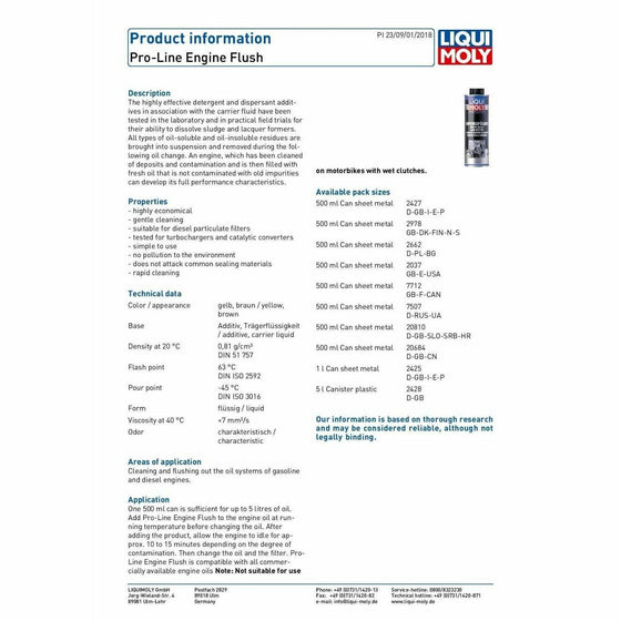 Liqui Moly Engine Flush Pro-Line + Diesel System Cleaner Pro-Line Kit 2427+5156 - World of Lubricant