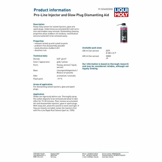Liqui Moly Injector & Glow Plug Dismantling Aid Aerosol Spray 400ml 3379 - World of Lubricant