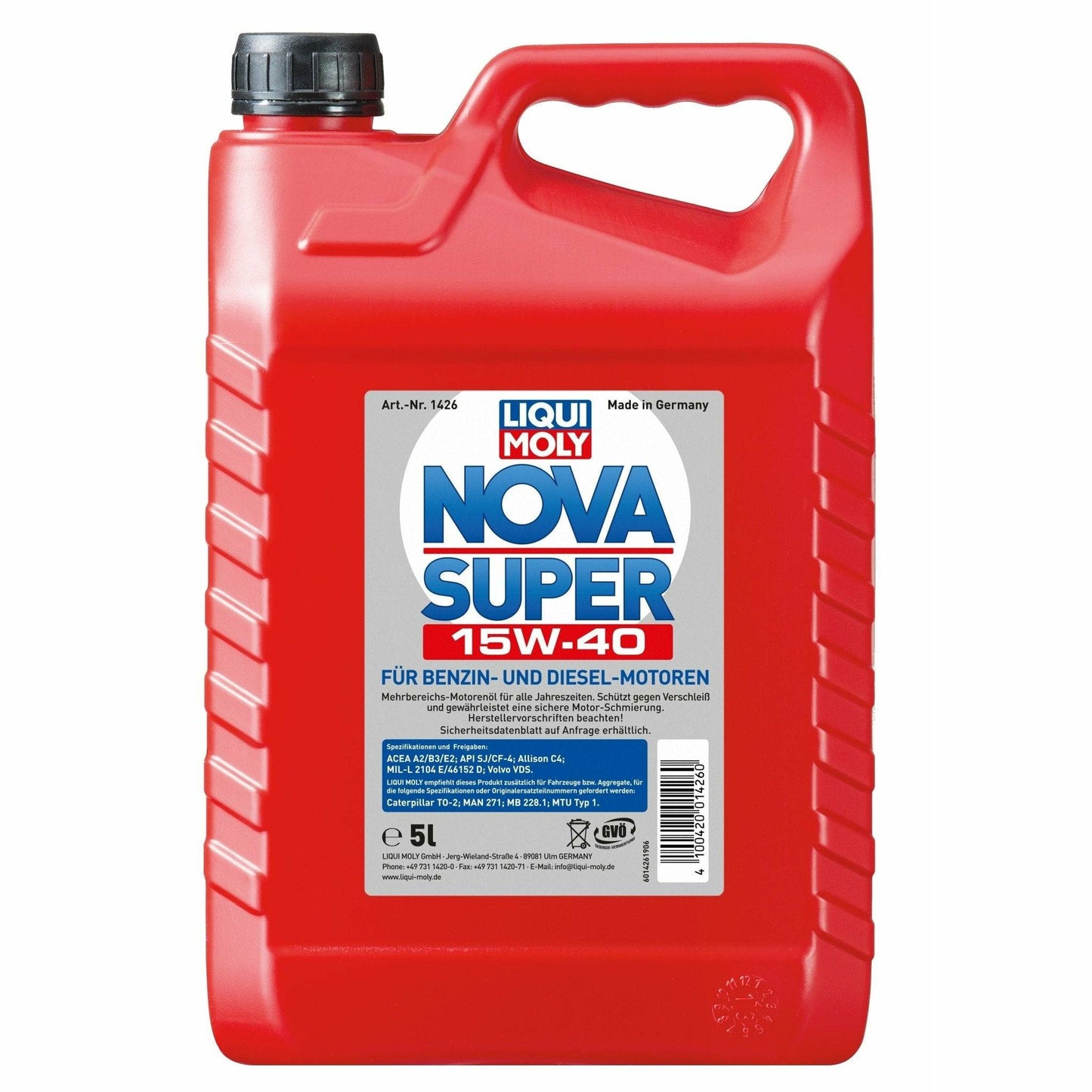 Liqui Moly Nova Super 15W40 Engine Oil Acea A2 B3 MB 228.3 Man 271 1426 - World of Lubricant