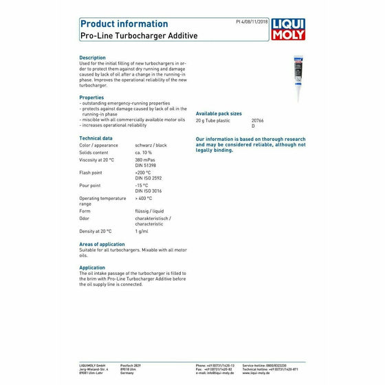 Liqui Moly PRO-LINE TURBOCHARGER ADDITIVE 20 ml Made in Germany 20766 - World of Lubricant