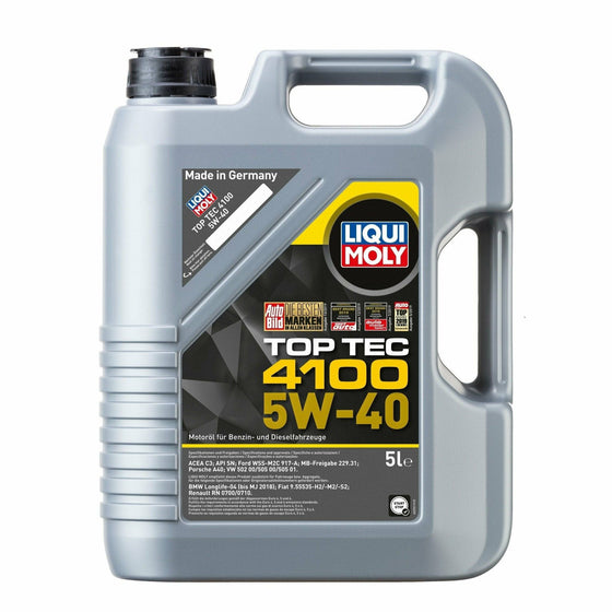 Liqui Moly SAE 5W40 Top Tec 4100 Fully Synthetic Engine Oil C3 9511 - World of Lubricant