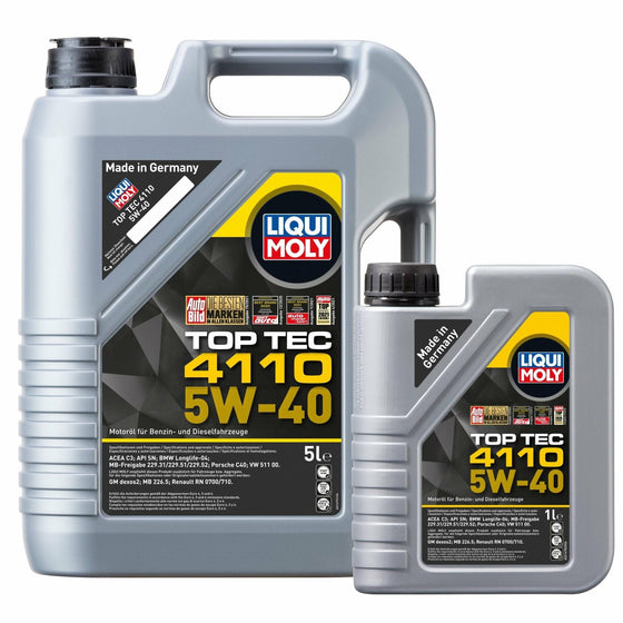 Liqui Moly Top Tec 4110 5W40 Engine Oil C3 BMW-LL Porsche C40 VW 511 MB 229 21479 - World of Lubricant