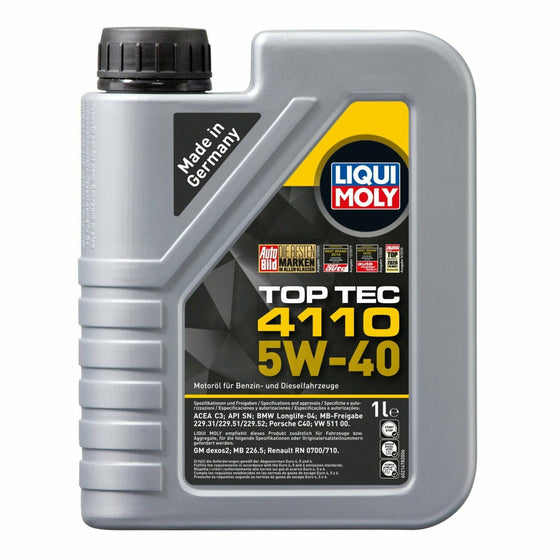Liqui Moly Top Tec 4110 5W40 Engine Oil C3 BMW-LL Porsche C40 VW 511 MB 229 21479 - World of Lubricant