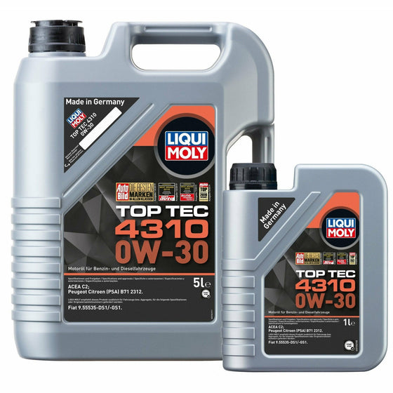 Liqui Moly Top Tec 4310 SAE 0W-30 Engine Oil Peugeot Citroen Fiat ACEA C2 2362 - World of Lubricant