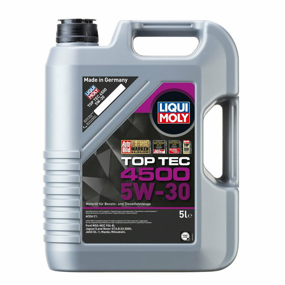 Liqui Moly Top Tec 4500 SAE 5W30 Mazda Mitsubishi Jaguar Land Rover Engine Oil ACEA C1 2318 - World of Lubricant