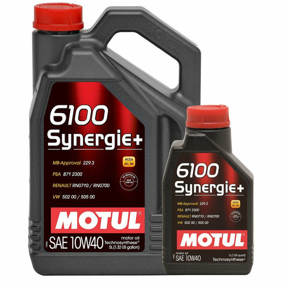 Motul 6100 Synergie+ 10W40 A3/B4 Synthetic Engine Oil VW MB SKODA AUDI 108647 - World of Lubricant