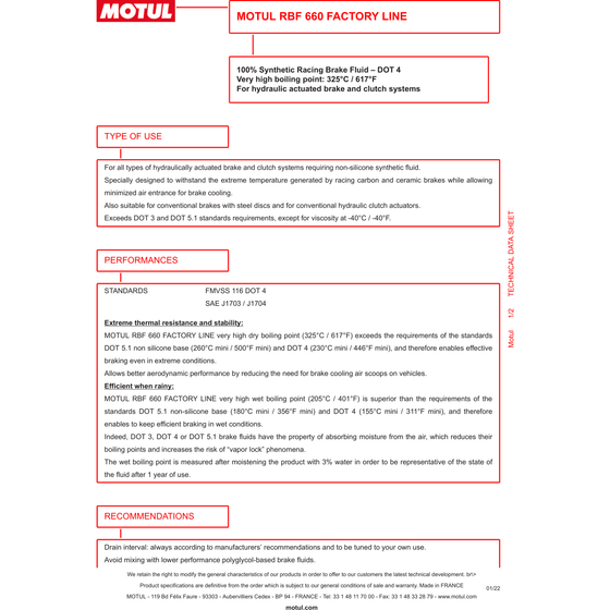 Motul RBF 660 Racing DOT 4 Brake Fluid 500ml Fully Synthetic 101666 - World of Lubricant