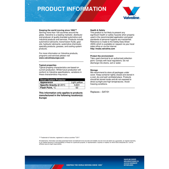 VALVOLINE DIESEL SYSTEM PROTECTOR COMMON RAIL PUMP FUEL ADDITIVE 300ML 890605 - World of Lubricant
